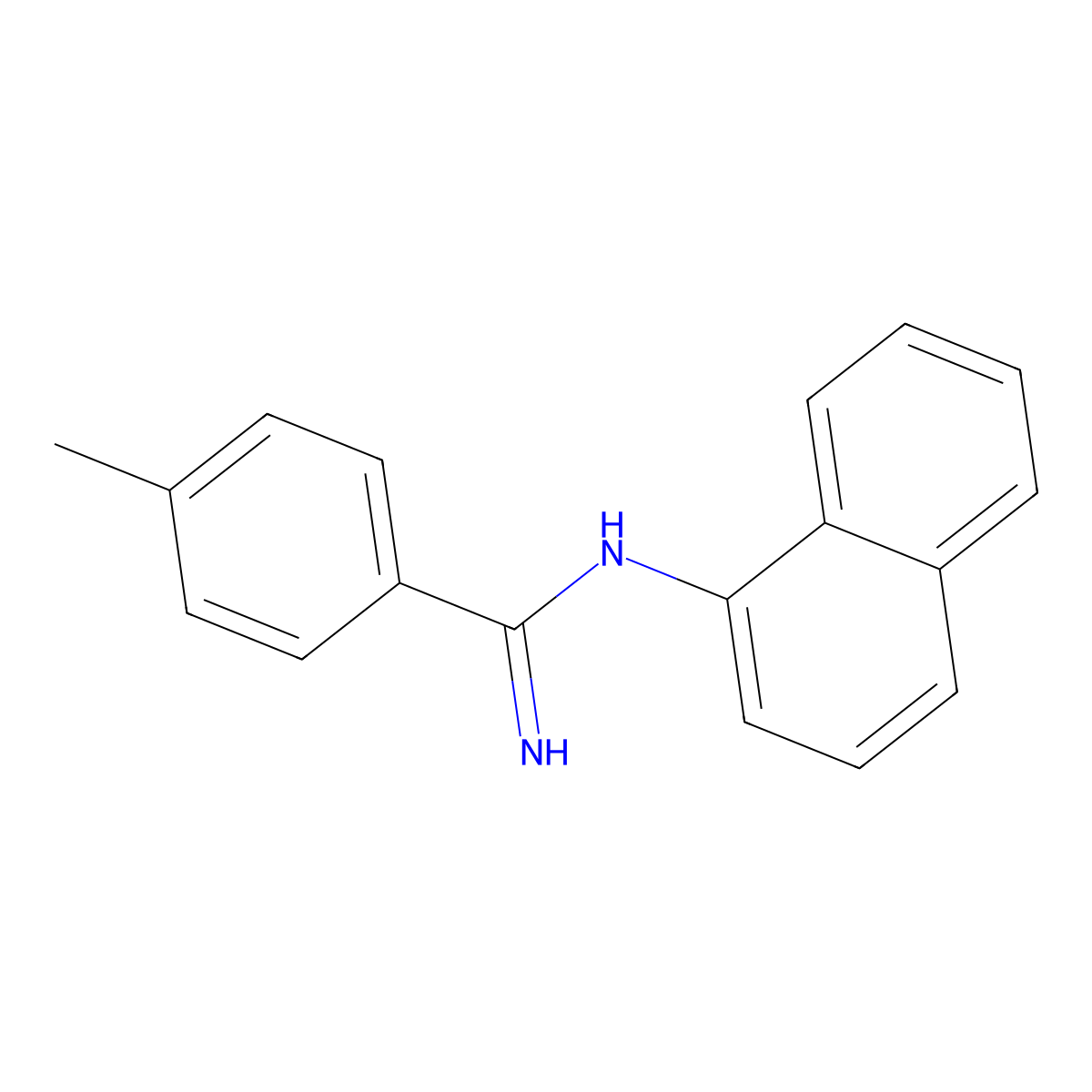 Benzenecarboximidamide, 4-methyl-N-1-naphthalenyl- molecular structure, CAS 72687-45-7