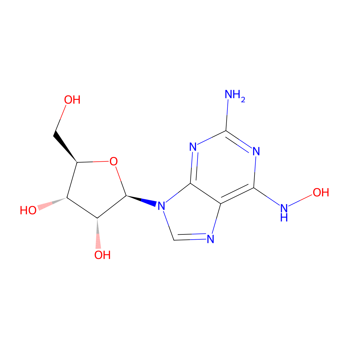 2-Amino-6-N-hydroxylaminopurine riboside molecular structure, CAS 7269-58-1