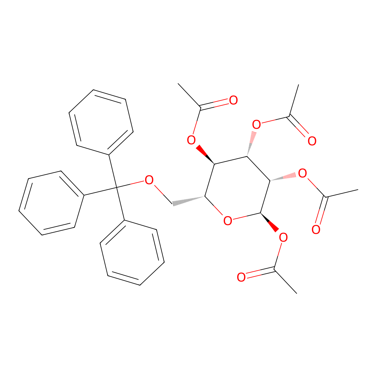 1,2,3,4-Tetra-O-acetyl-6-O-trityl-a-D-mannopyranose molecular structure, CAS 72691-30-6