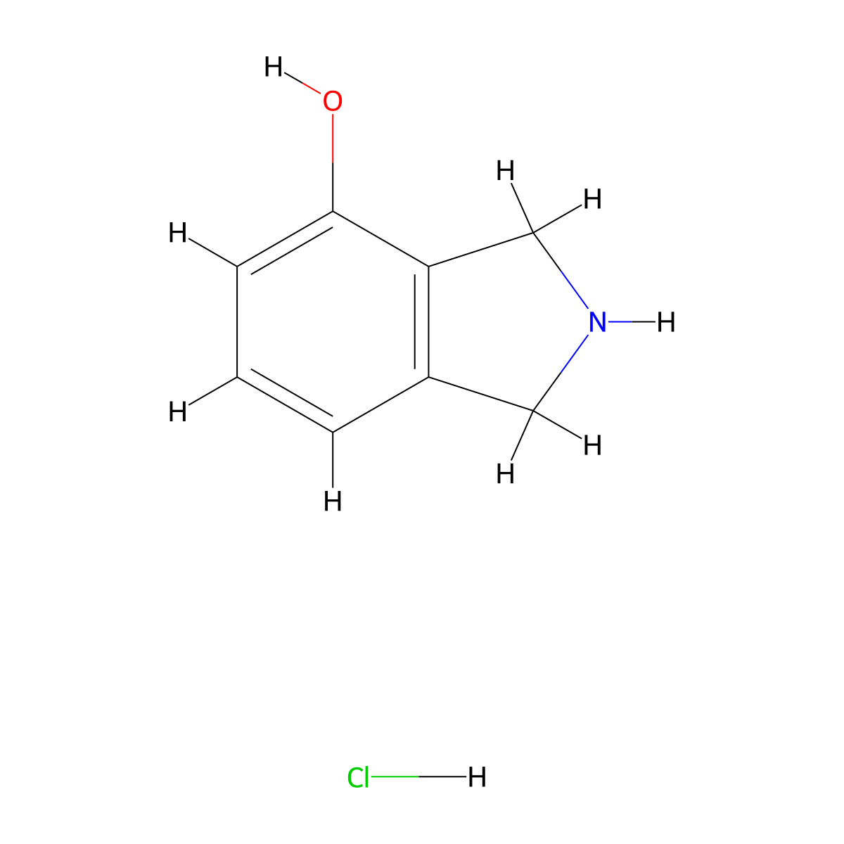 Isoindolin-4-ol hydrochloride molecular structure, CAS 72695-20-6