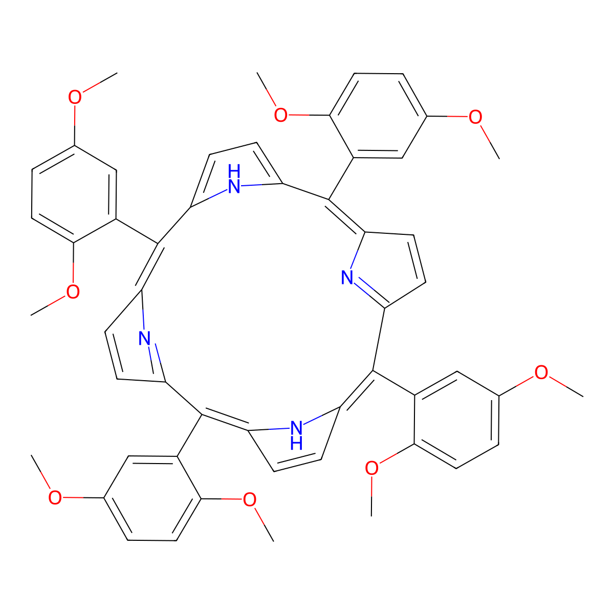 meso-Tetra(2,5-dimethoxyphenyl) porphine molecular structure, CAS 72695-43-3
