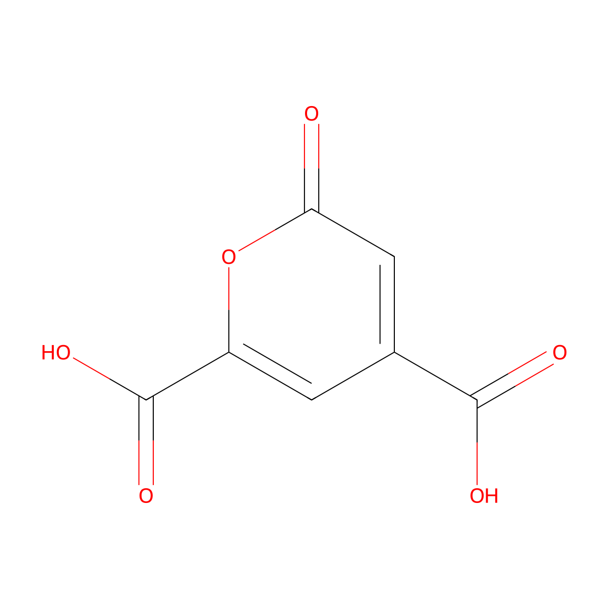 alpha-Pyrone-4,6-dicarboxylic acid molecular structure, CAS 72698-24-9