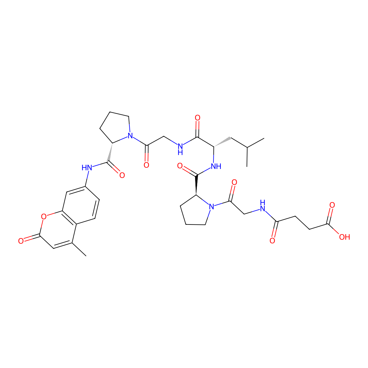 Succinylglycyl-prolyl-leucyl-glycyl-prolyl-4-methylcoumaryl-7-amide molecular structure, CAS 72698-36-3