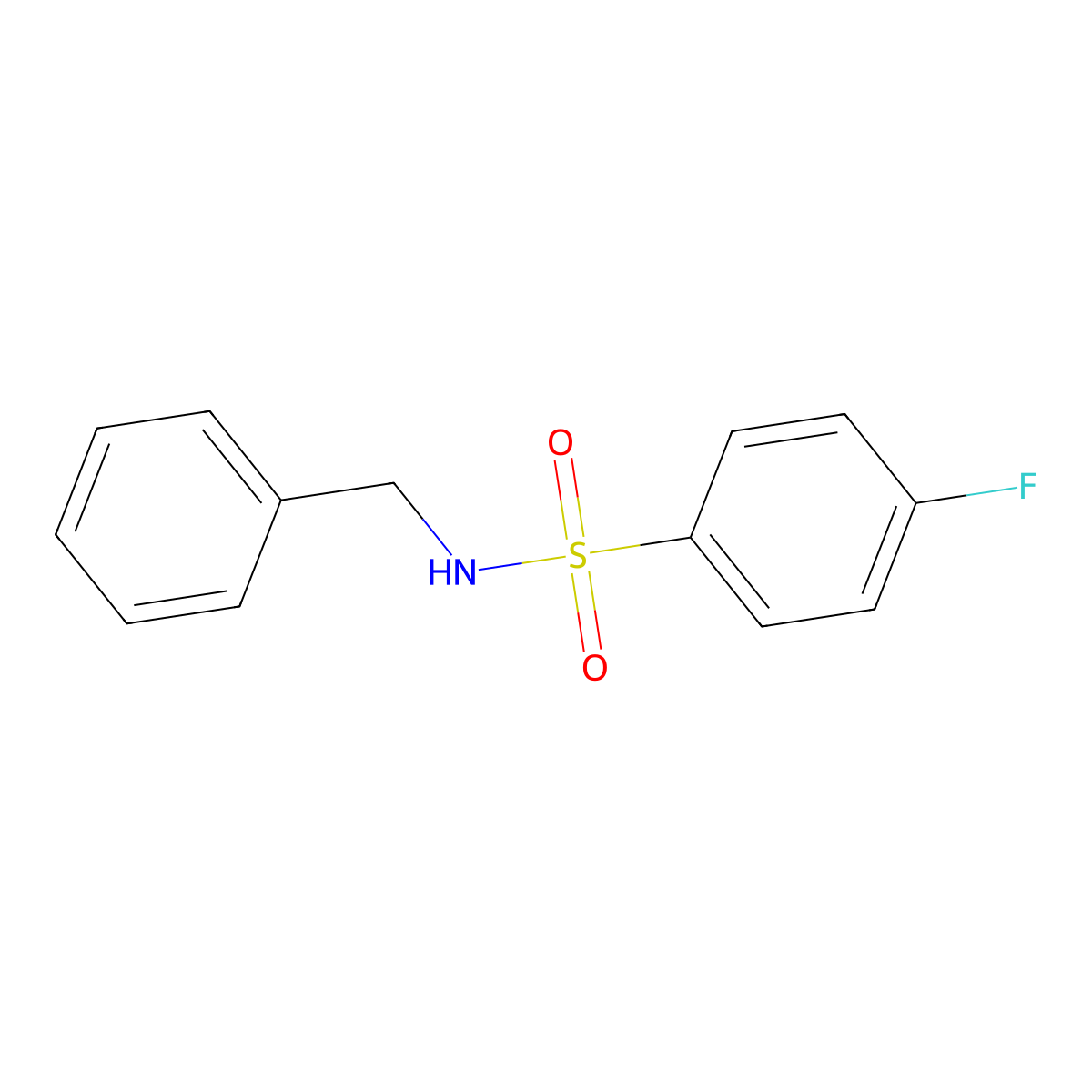 N-benzyl-4-fluorobenzenesulfonamide molecular structure, CAS 727-36-6