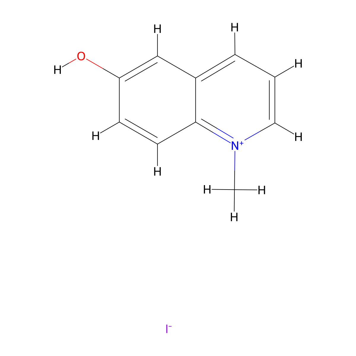 Quinolinium, 6-hydroxy-1-methyl-, iodide molecular structure, CAS 7270-81-7