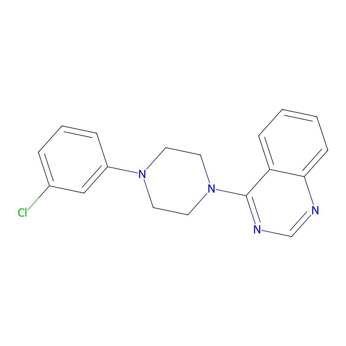 4-[4-(3-Chlorophenyl)piperazin-1-yl]quinazoline molecular structure, CAS 72700-43-7