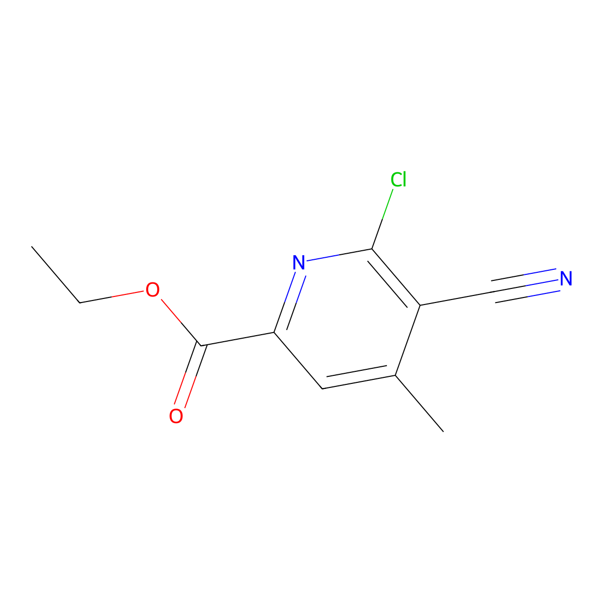 Ethyl 6-chloro-5-cyano-4-methylpicolinate molecular structure, CAS 72701-62-3