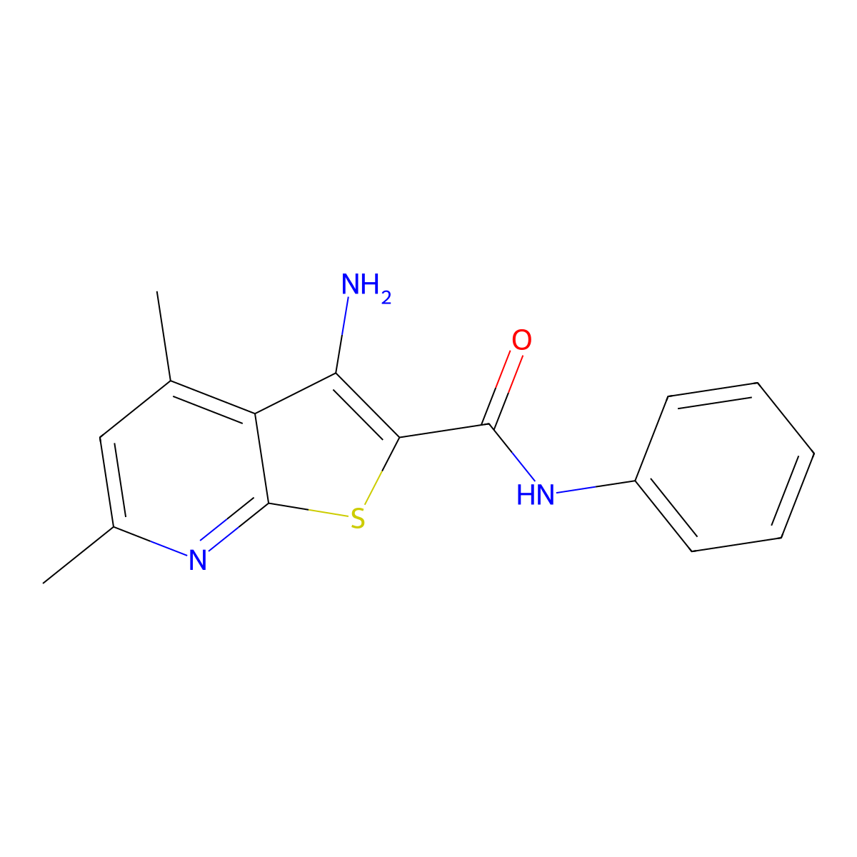 3-Amino-4,6-dimethyl-N-phenylthieno(2,3-b)pyridine-2-carboxamide molecular structure, CAS 72701-64-5