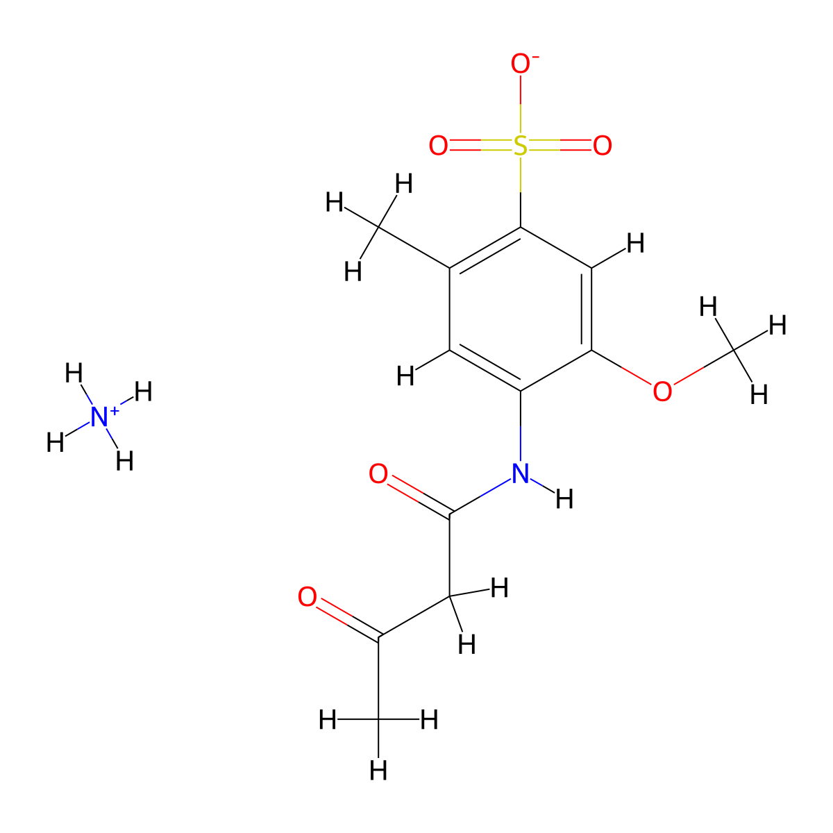 Benzenesulfonic acid, 4-[(1,3-dioxobutyl)amino]-5-methoxy-2-methyl-, ammonium salt (1:1) molecular structure, CAS 72705-22-7