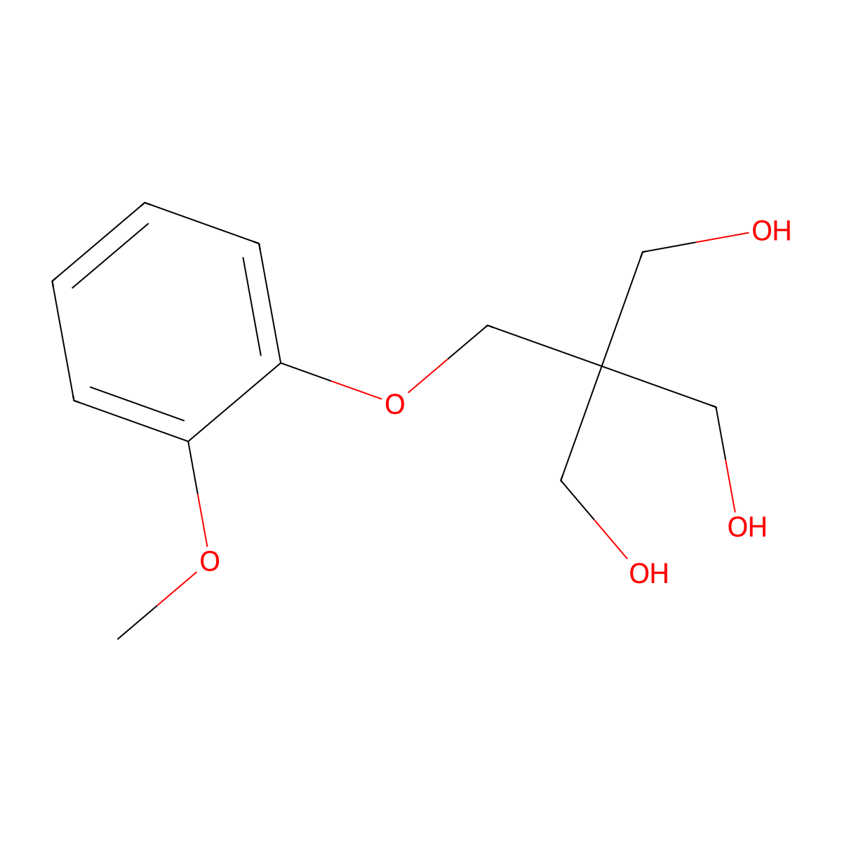 1,3-Propanediol, 2-hydroxymethyl-2-(o-methoxyphenoxymethyl)- molecular structure, CAS 7271-80-9