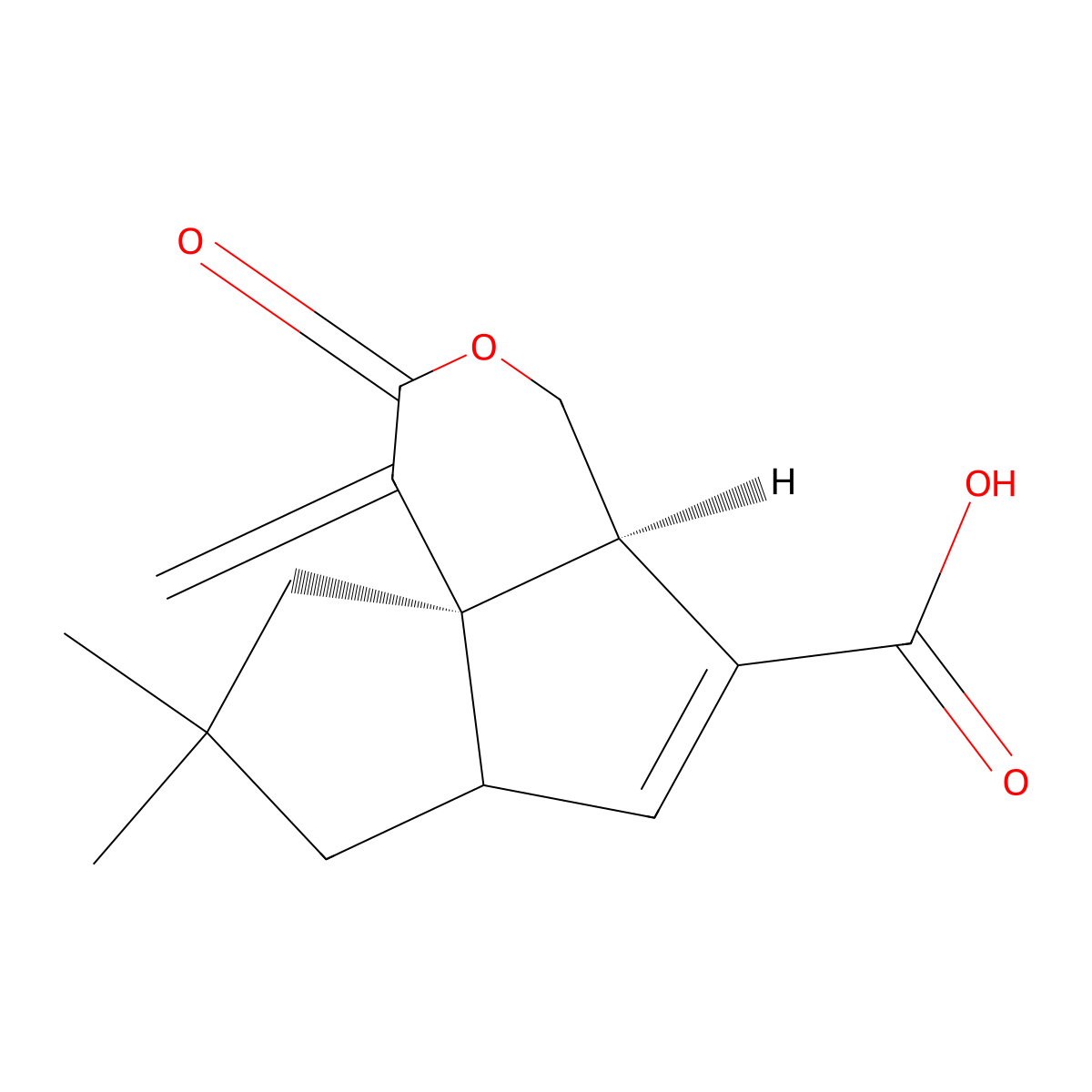 (4aR,9aR)-8,8-dimethyl-1-methylidene-2-oxo-4a,6a,7,9-tetrahydro-4H-pentaleno[1,6a-c]pyran-5-carboxylic acid molecular structure, CAS 72715-03-8