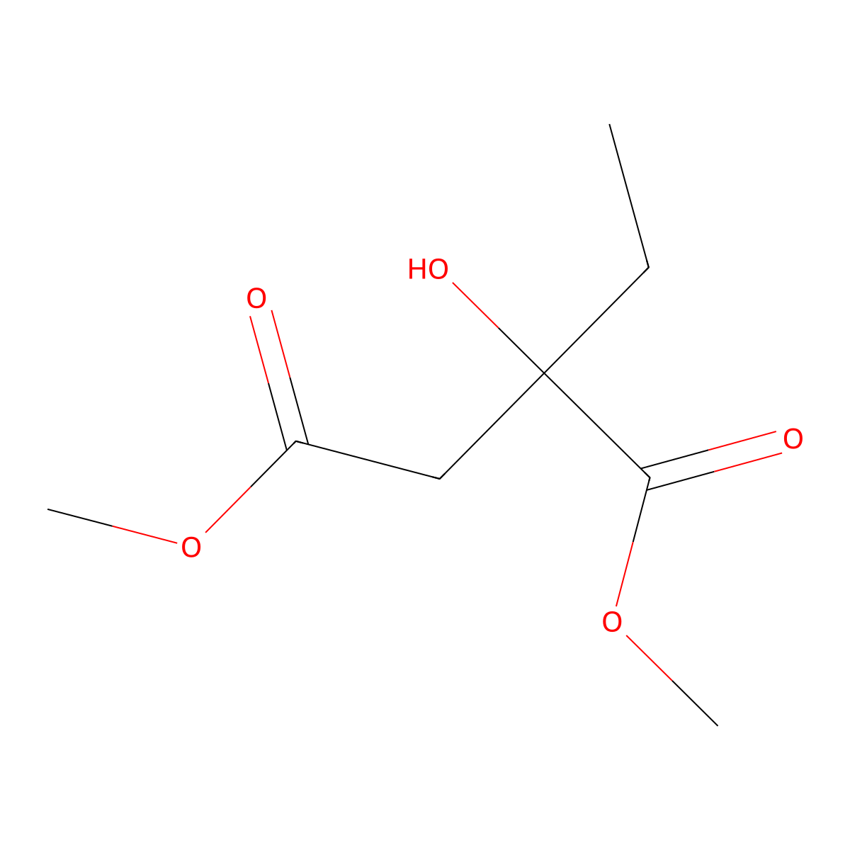 Butanedioic acid, 2-hydroxy-2-ethyl, dimethyl ester molecular structure, CAS 72718-97-9