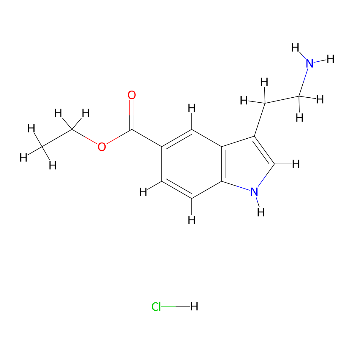 ethyl 3-(2-aminoethyl)-1H-indole-5-carboxylate hydrochloride molecular structure, CAS 7272-55-1