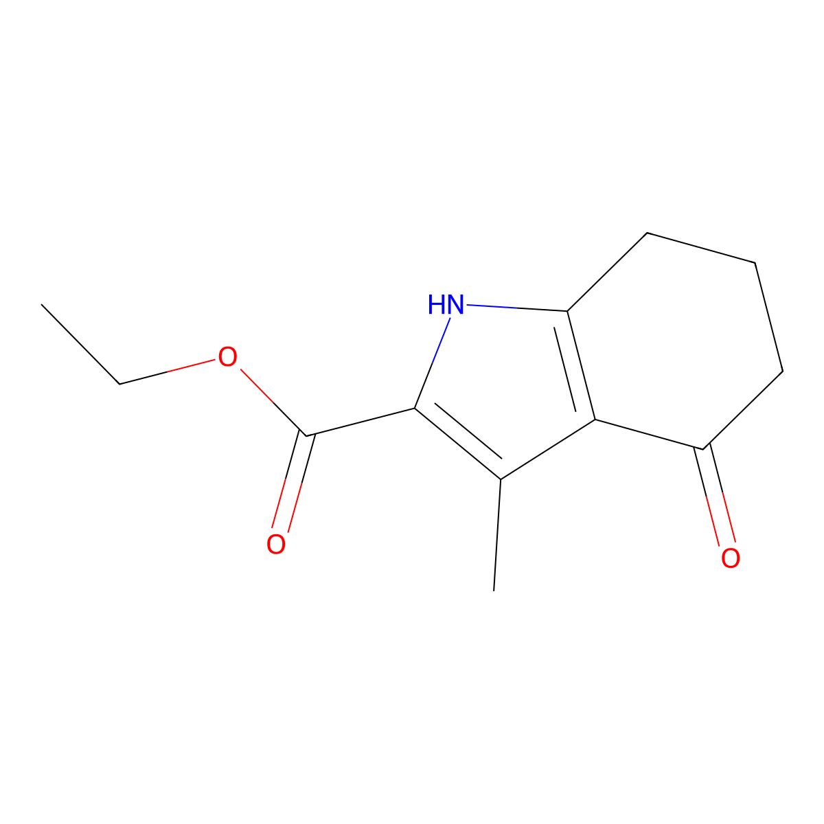 Indole-2-carboxylic acid, 4,5,6,7-tetrahydro-3-methyl-4-oxo-, ethyl ester molecular structure, CAS 7272-58-4