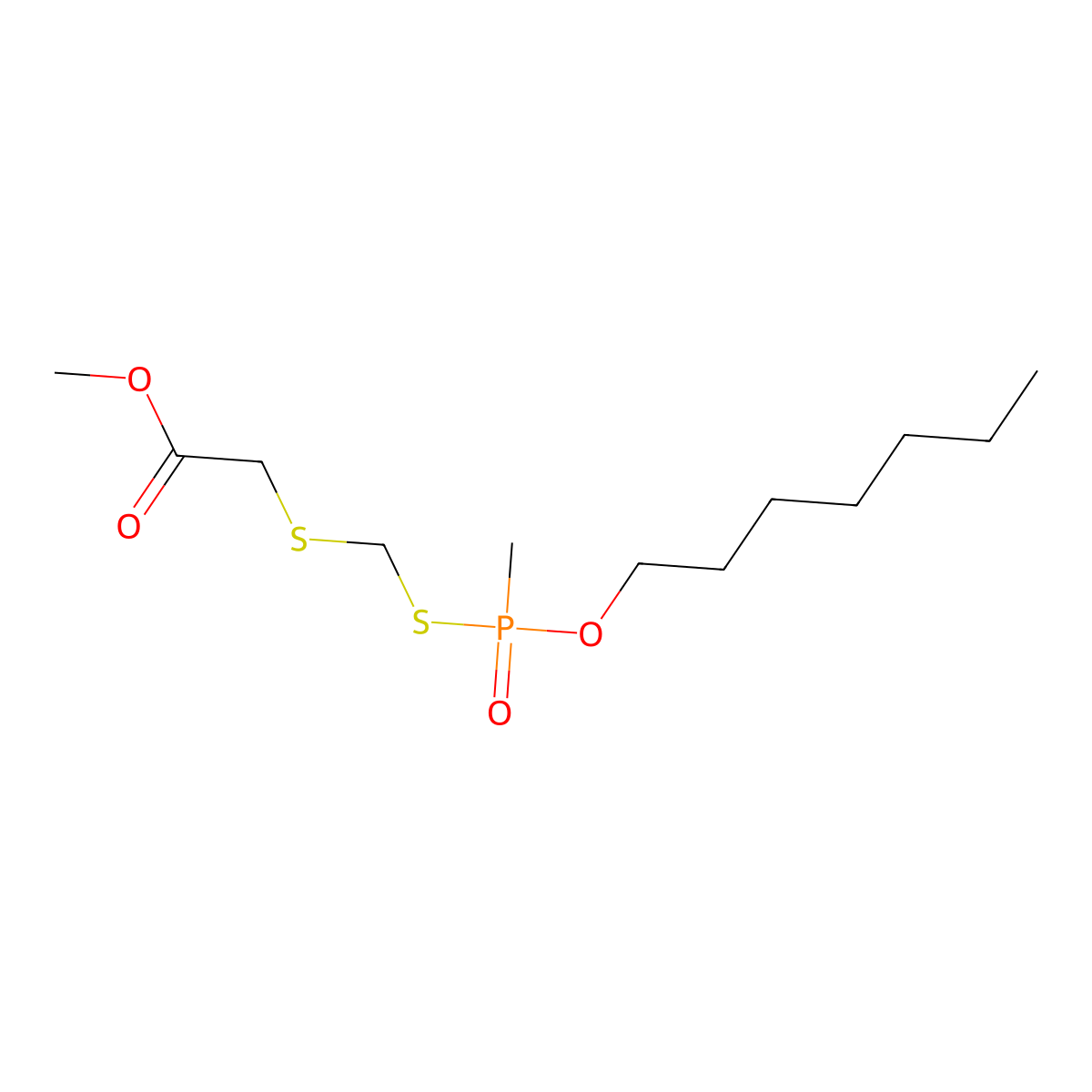 Methyl 6-methyl-6-oxo-7-oxa-3,5-dithia-6lambda~5~-phosphatetradecan-1-oate molecular structure, CAS 72720-11-7