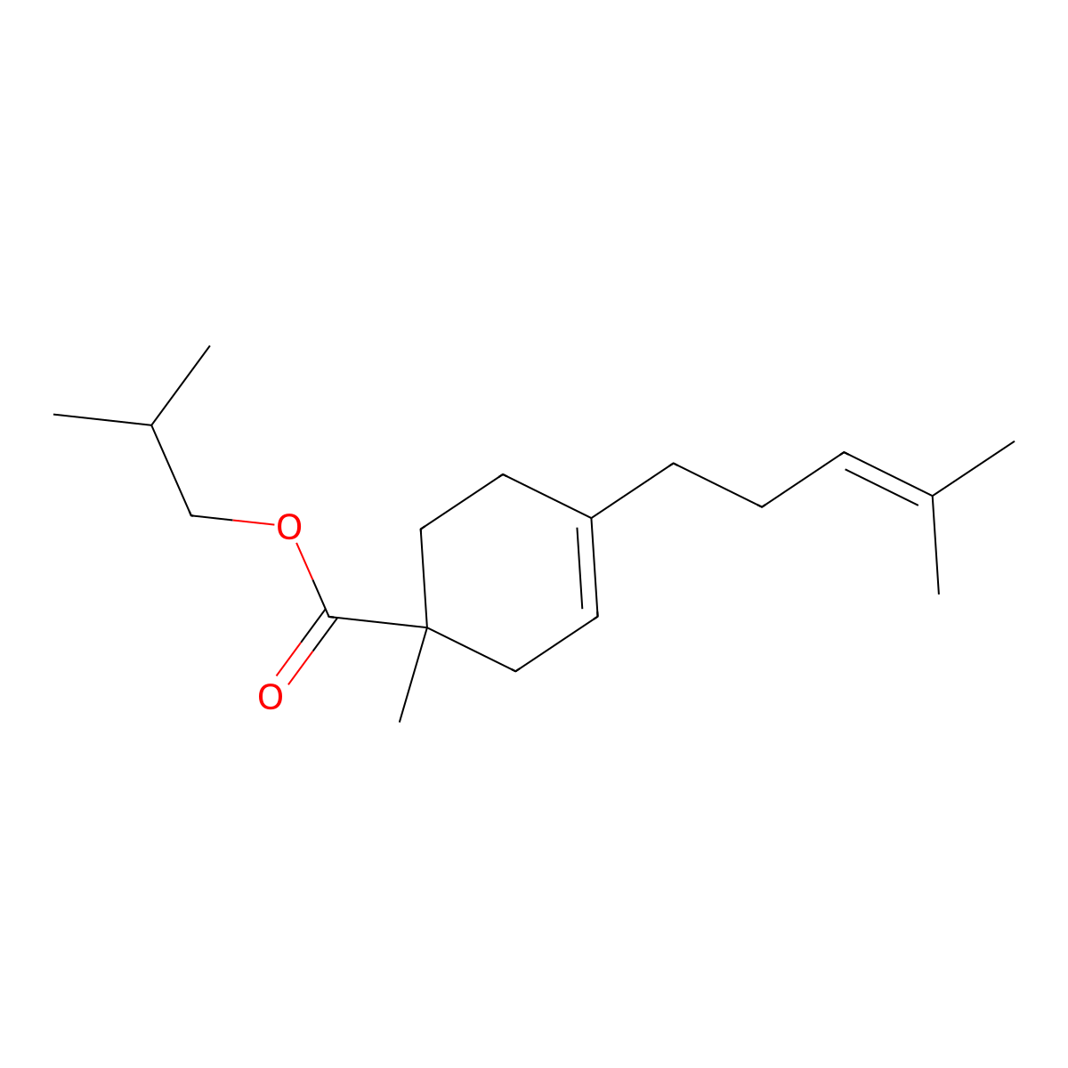 3-Cyclohexene-1-carboxylic acid, 1-methyl-4-(4-methyl-3-penten-1-yl)-, 2-methylpropyl ester molecular structure, CAS 72727-55-0