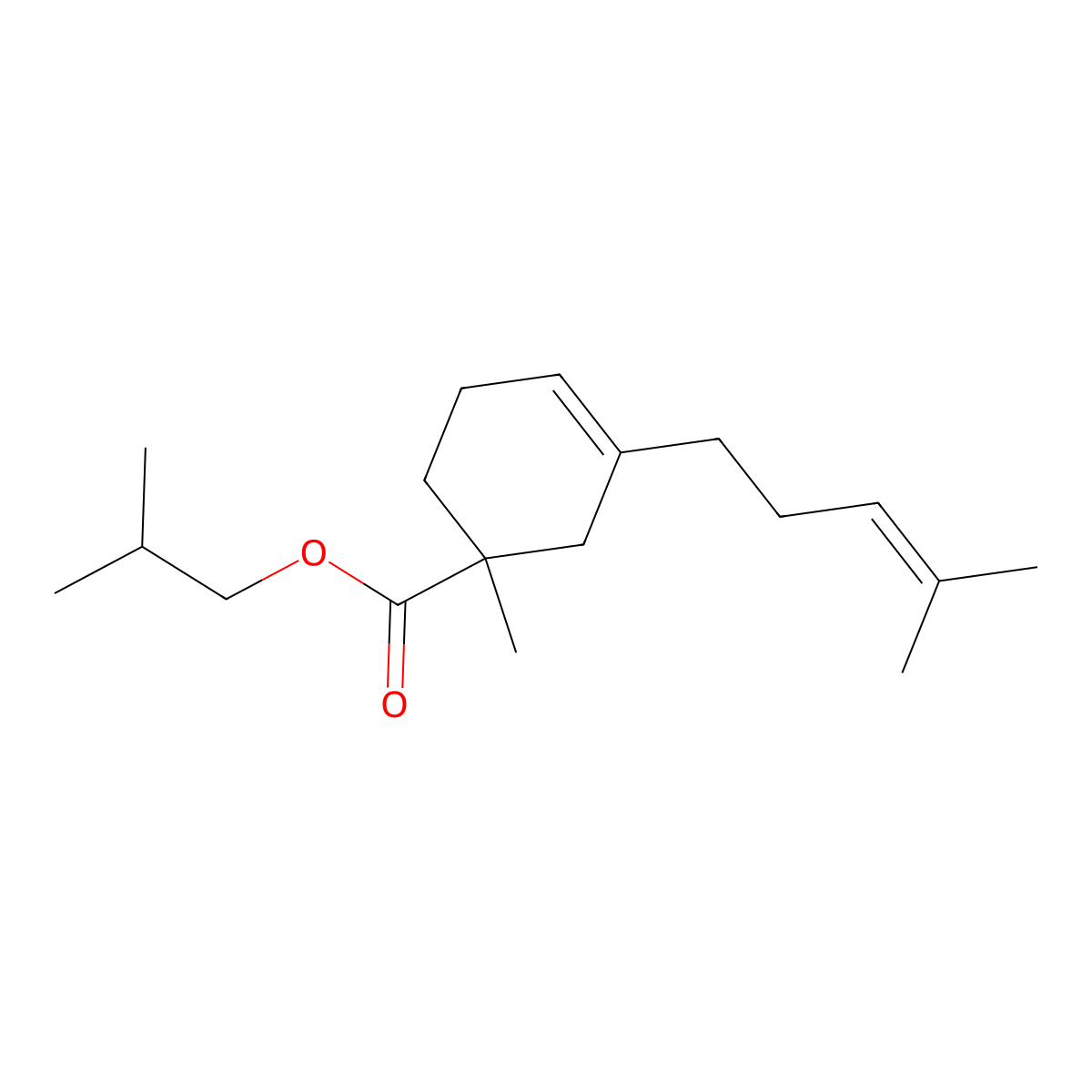 3-Cyclohexene-1-carboxylic acid, 1-methyl-3-(4-methyl-3-penten-1-yl)-, 2-methylpropyl ester molecular structure, CAS 72727-56-1
