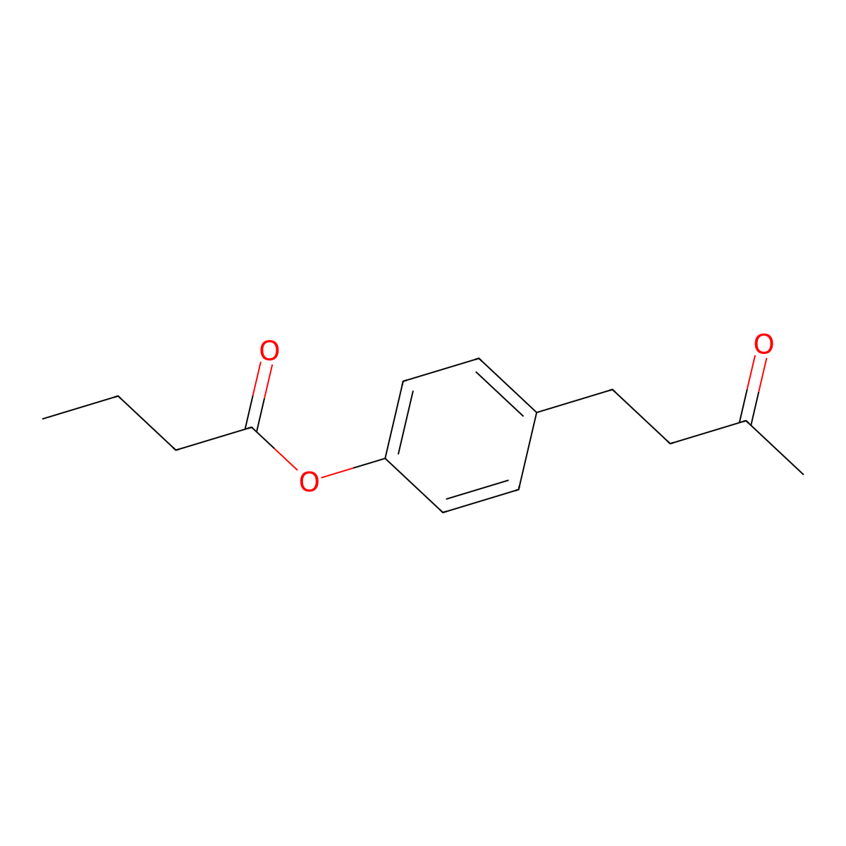 Butanoic acid, 4-(3-oxobutyl)phenyl ester molecular structure, CAS 72727-70-9