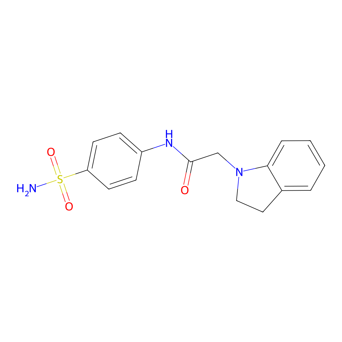 N-[4-(aminosulfonyl)phenyl]-2-(2,3-dihydro-1H-indol-1-yl)acetamide molecular structure, CAS 727360-07-8