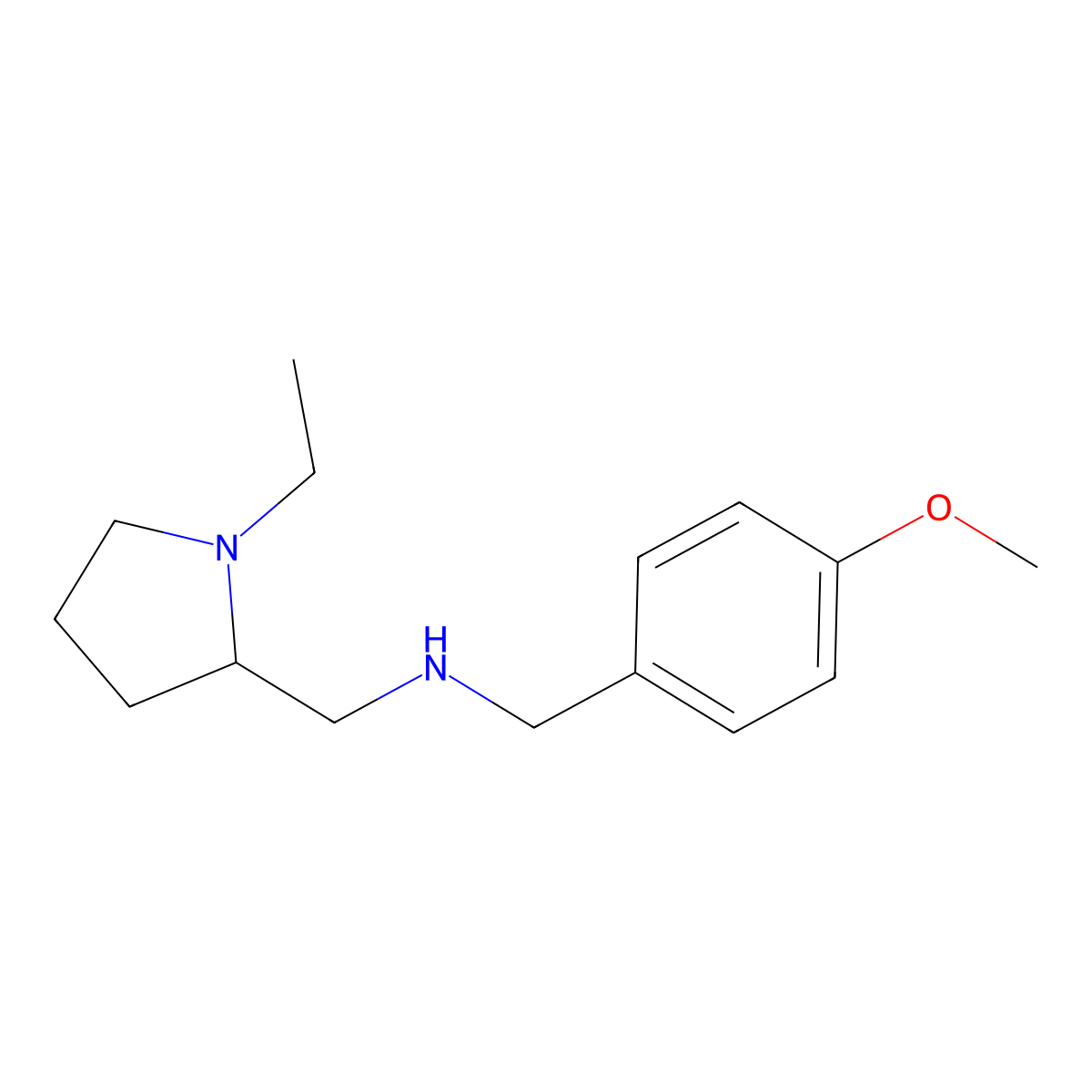 1-(1-ethylpyrrolidin-2-yl)-N-(4-methoxybenzyl)methanamine molecular structure, CAS 727360-94-3