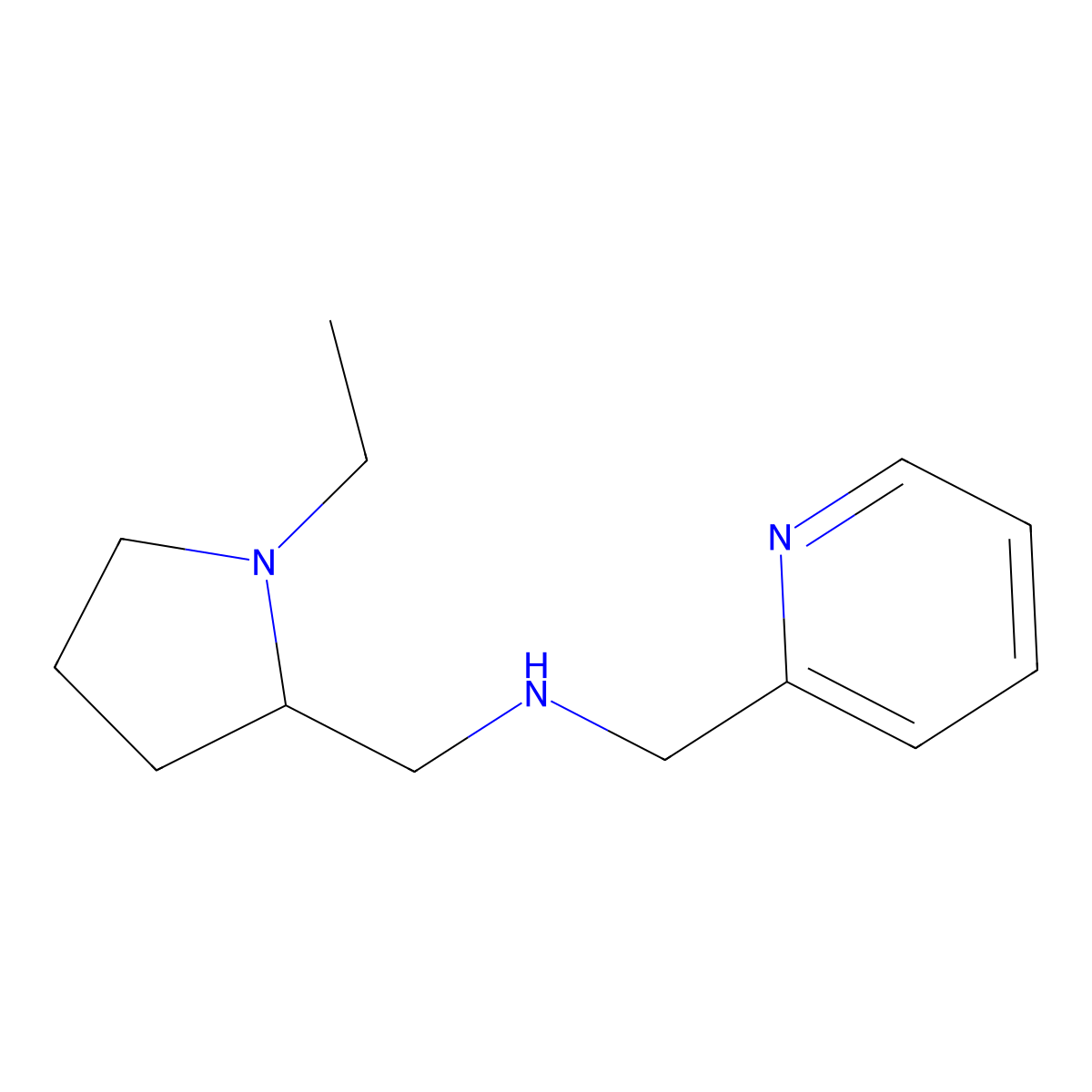 (1-Ethyl-pyrrolidin-2-ylmethyl)-pyridin-2-ylmethyl-amine molecular structure, CAS 727360-98-7