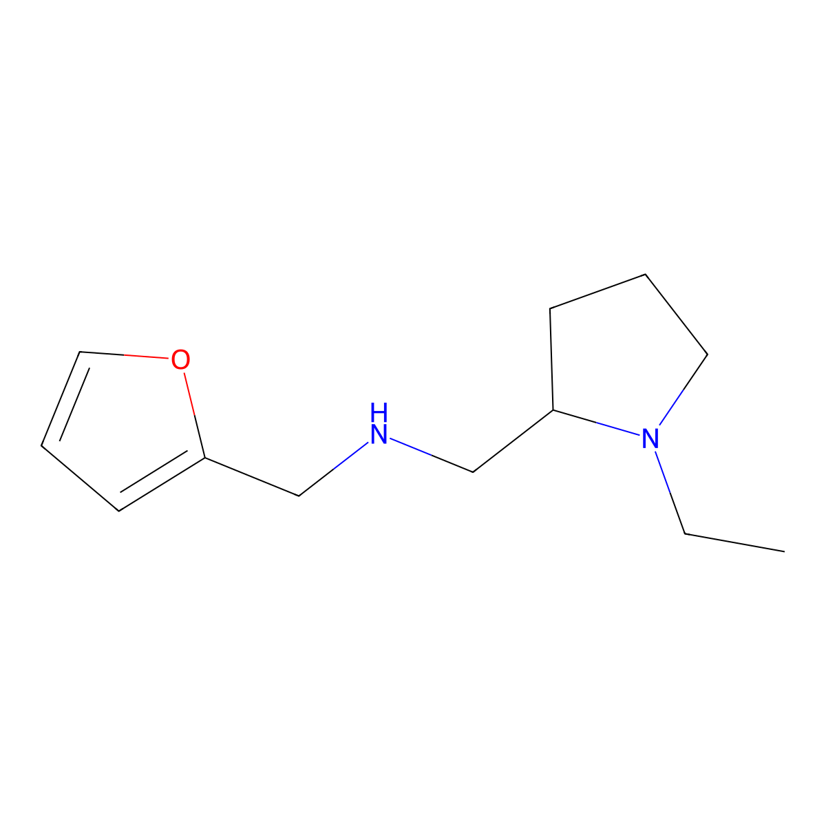 1-(1-ethylpyrrolidin-2-yl)-N-(furan-2-ylmethyl)methanamine molecular structure, CAS 727361-19-5