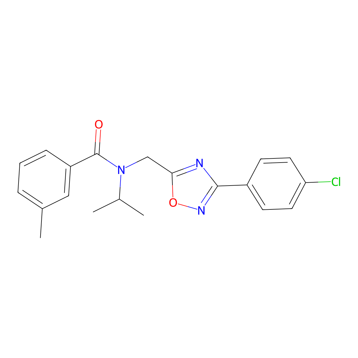 N-[[3-(4-chlorophenyl)-1,2,4-oxadiazol-5-yl]methyl]-3-methyl-N-propan-2-ylbenzamide molecular structure, CAS 727361-78-6