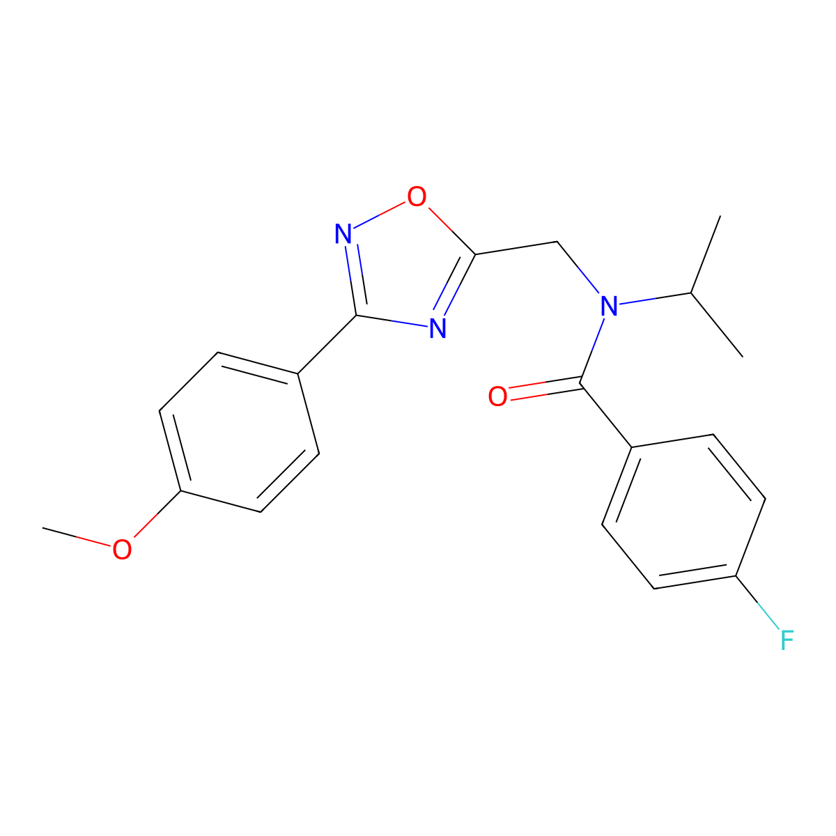 4-fluoro-N-[[3-(4-methoxyphenyl)-1,2,4-oxadiazol-5-yl]methyl]-N-propan-2-ylbenzamide molecular structure, CAS 727361-85-5