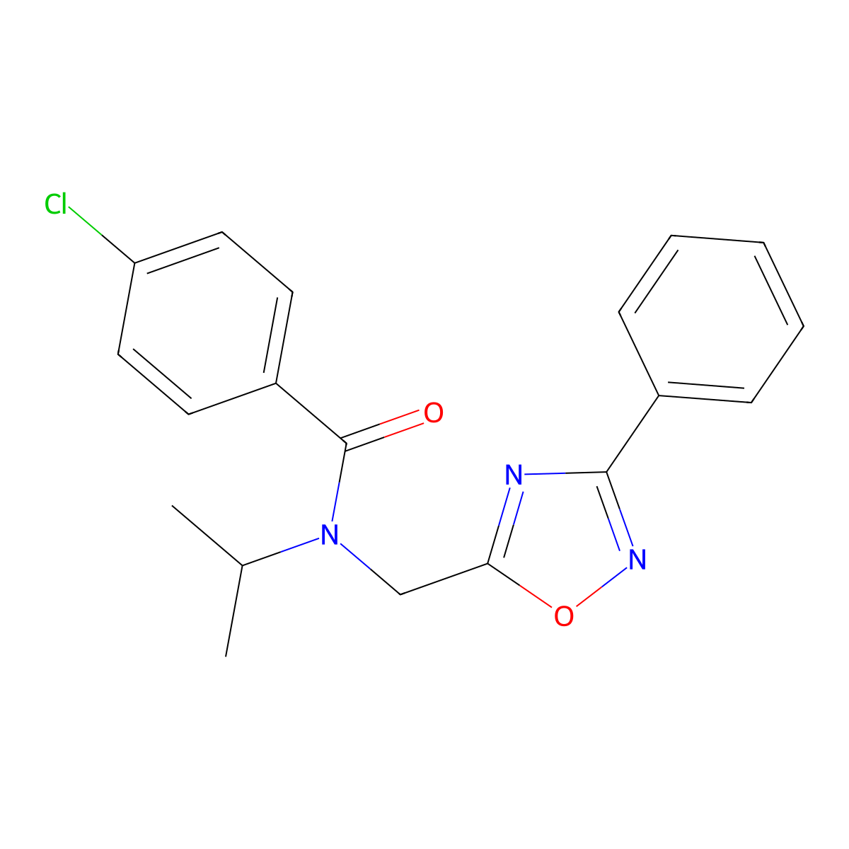 4-chloro-N-[(3-phenyl-1,2,4-oxadiazol-5-yl)methyl]-N-propan-2-ylbenzamide molecular structure, CAS 727361-89-9