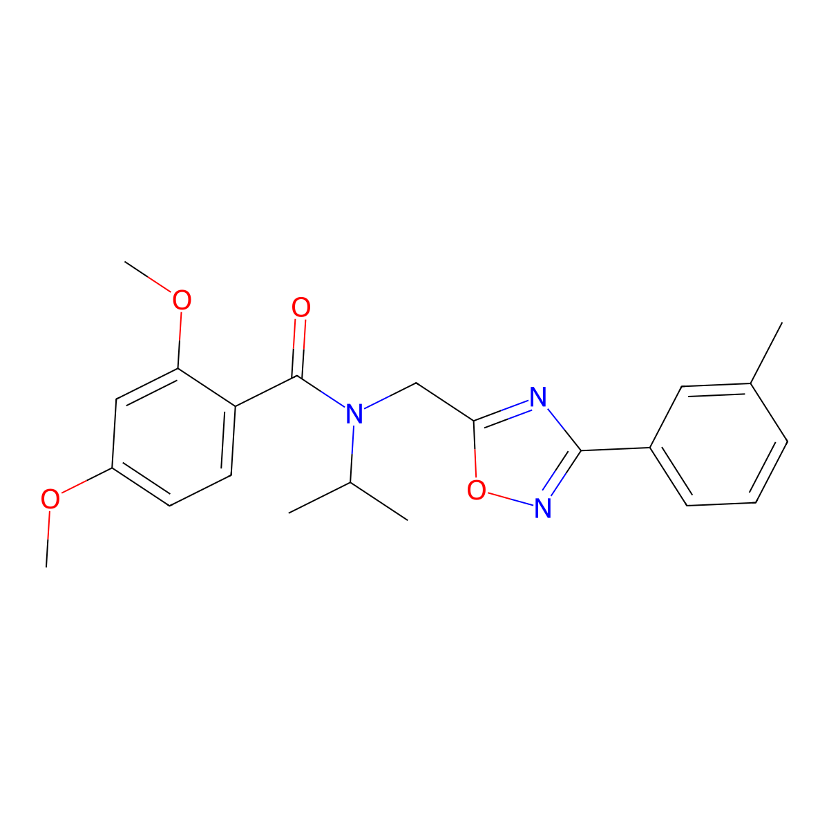2,4-dimethoxy-N-[[3-(3-methylphenyl)-1,2,4-oxadiazol-5-yl]methyl]-N-propan-2-ylbenzamide molecular structure, CAS 727362-23-4