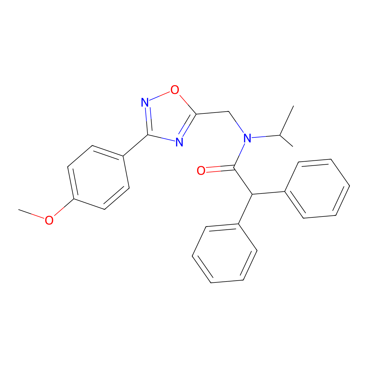 N-[[3-(4-methoxyphenyl)-1,2,4-oxadiazol-5-yl]methyl]-2,2-diphenyl-N-propan-2-ylacetamide molecular structure, CAS 727362-27-8