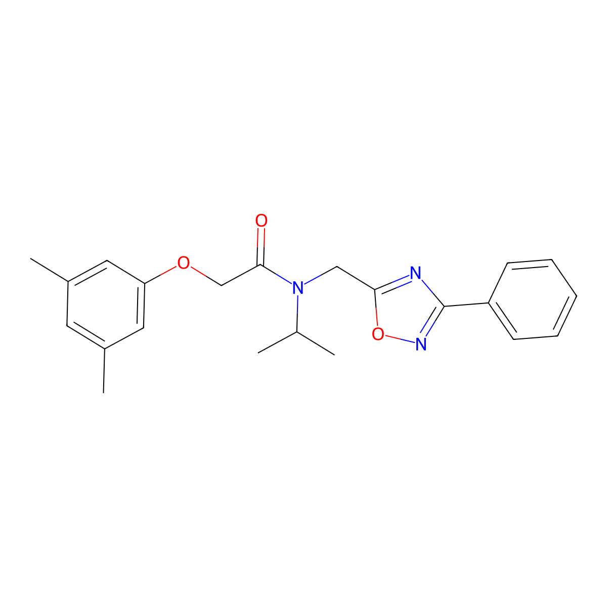 2-(3,5-dimethylphenoxy)-N-[(3-phenyl-1,2,4-oxadiazol-5-yl)methyl]-N-(propan-2-yl)acetamide molecular structure, CAS 727362-54-1
