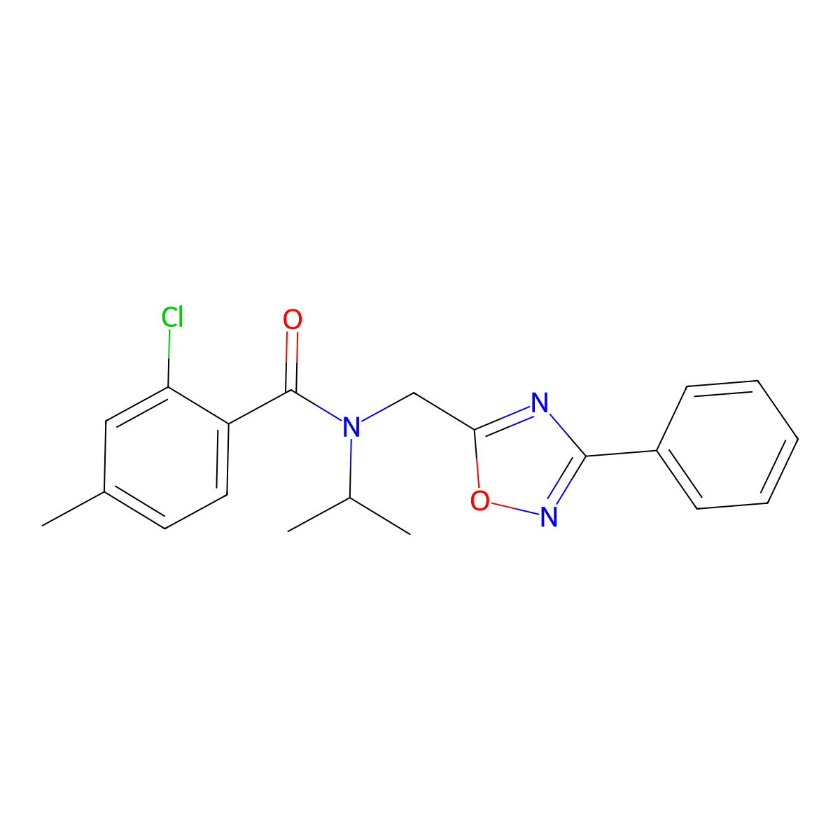 2-chloro-4-methyl-N-[(3-phenyl-1,2,4-oxadiazol-5-yl)methyl]-N-(propan-2-yl)benzamide molecular structure, CAS 727362-86-9