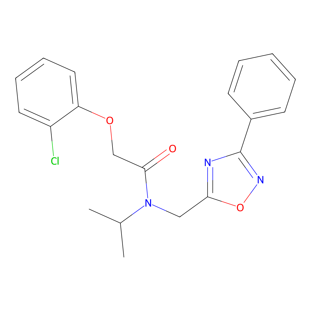 2-(2-chlorophenoxy)-N-[(3-phenyl-1,2,4-oxadiazol-5-yl)methyl]-N-propan-2-ylacetamide molecular structure, CAS 727362-98-3