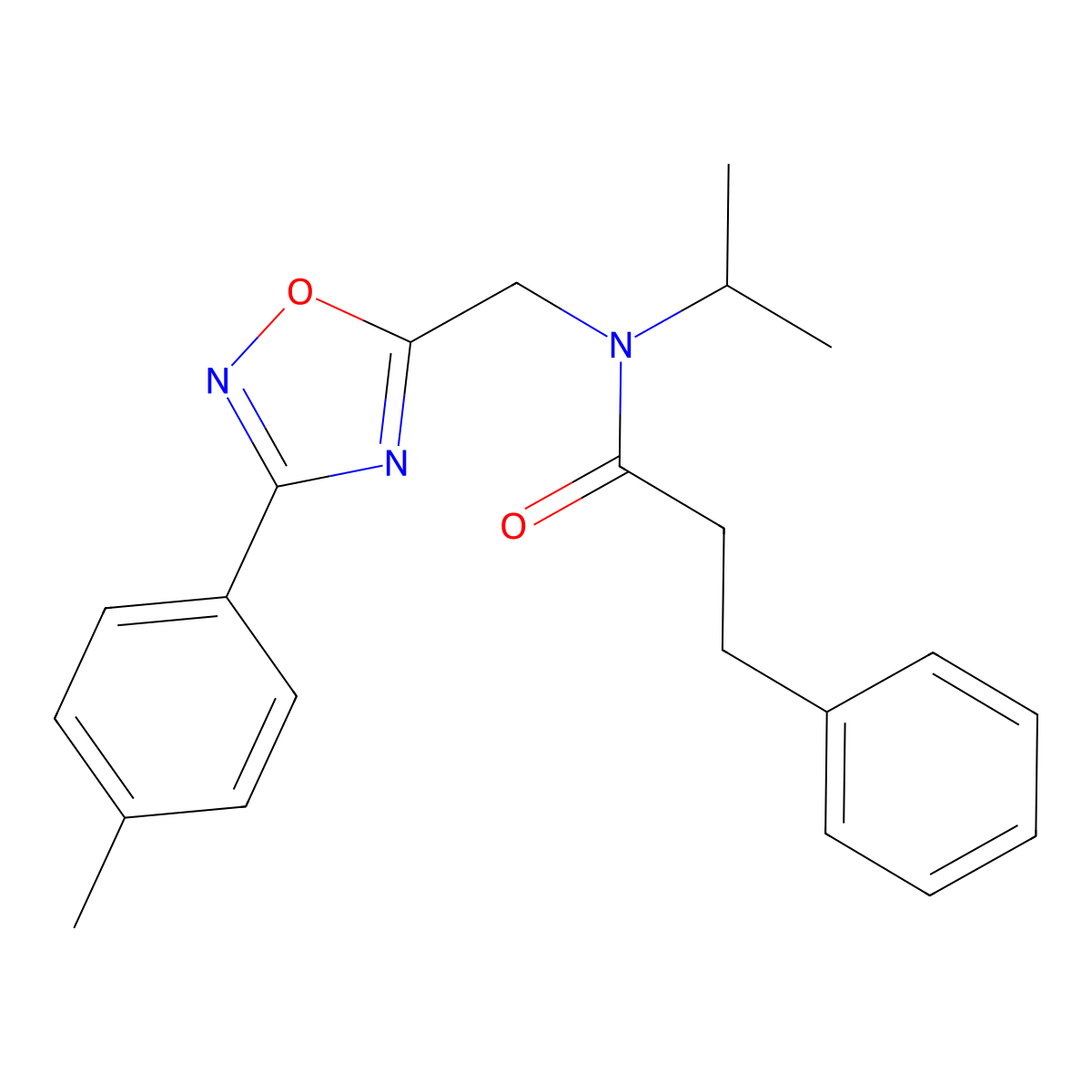 N-[[3-(4-methylphenyl)-1,2,4-oxadiazol-5-yl]methyl]-3-phenyl-N-propan-2-ylpropanamide molecular structure, CAS 727363-07-7