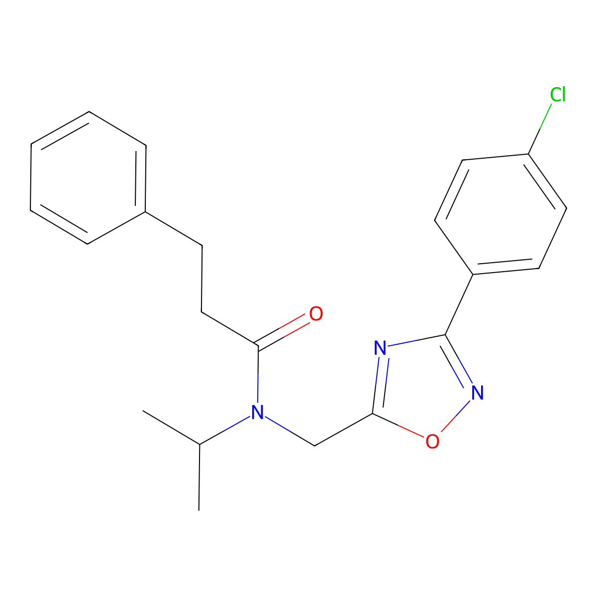 N-[[3-(4-chlorophenyl)-1,2,4-oxadiazol-5-yl]methyl]-3-phenyl-N-propan-2-ylpropanamide molecular structure, CAS 727363-09-9