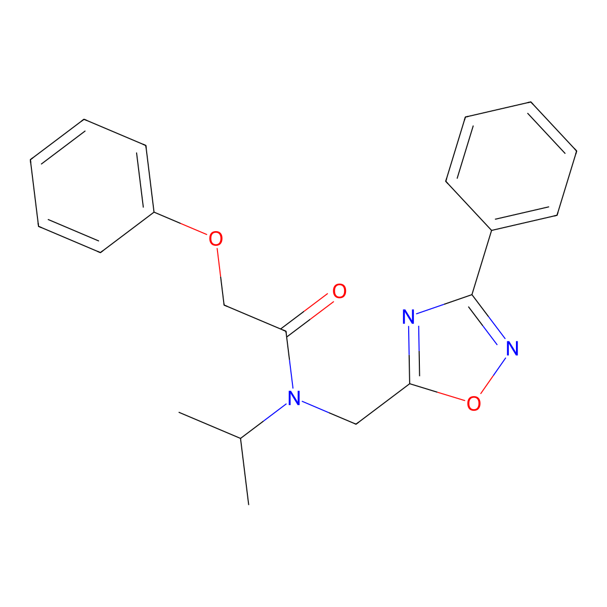 2-phenoxy-N-[(3-phenyl-1,2,4-oxadiazol-5-yl)methyl]-N-propan-2-ylacetamide molecular structure, CAS 727363-14-6