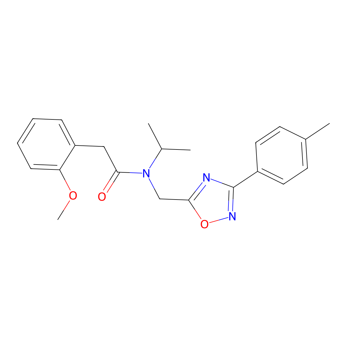 2-(2-methoxyphenyl)-N-[[3-(4-methylphenyl)-1,2,4-oxadiazol-5-yl]methyl]-N-propan-2-ylacetamide molecular structure, CAS 727363-19-1