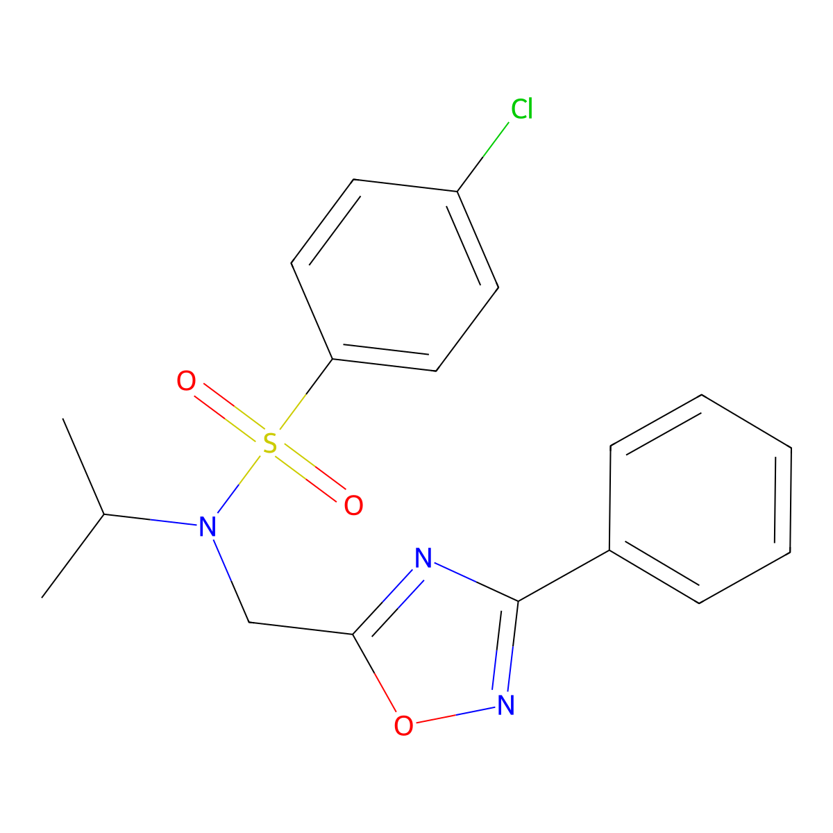 4-chloro-N-[(3-phenyl-1,2,4-oxadiazol-5-yl)methyl]-N-(propan-2-yl)benzene-1-sulfonamide molecular structure, CAS 727363-57-7