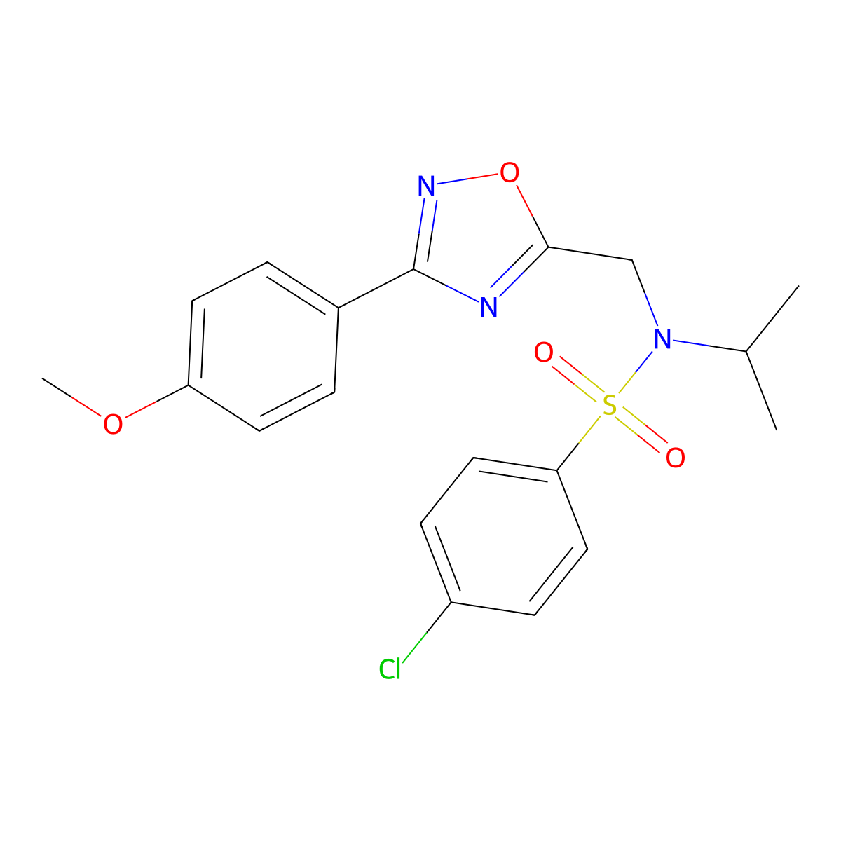 4-chloro-N-isopropyl-N-{[3-(4-methoxyphenyl)-1,2,4-oxadiazol-5-yl]methyl}benzenesulfonamide molecular structure, CAS 727363-60-2