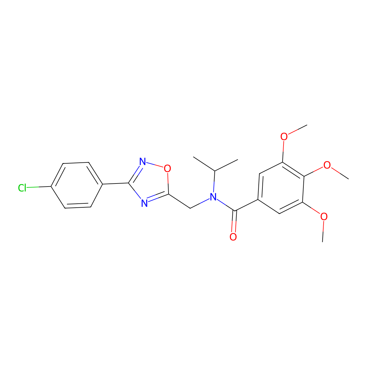 N-[[3-(4-chlorophenyl)-1,2,4-oxadiazol-5-yl]methyl]-3,4,5-trimethoxy-N-propan-2-ylbenzamide molecular structure, CAS 727363-69-1
