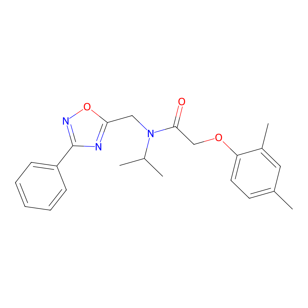 2-(2,4-dimethylphenoxy)-N-[(3-phenyl-1,2,4-oxadiazol-5-yl)methyl]-N-propan-2-ylacetamide molecular structure, CAS 727363-76-0
