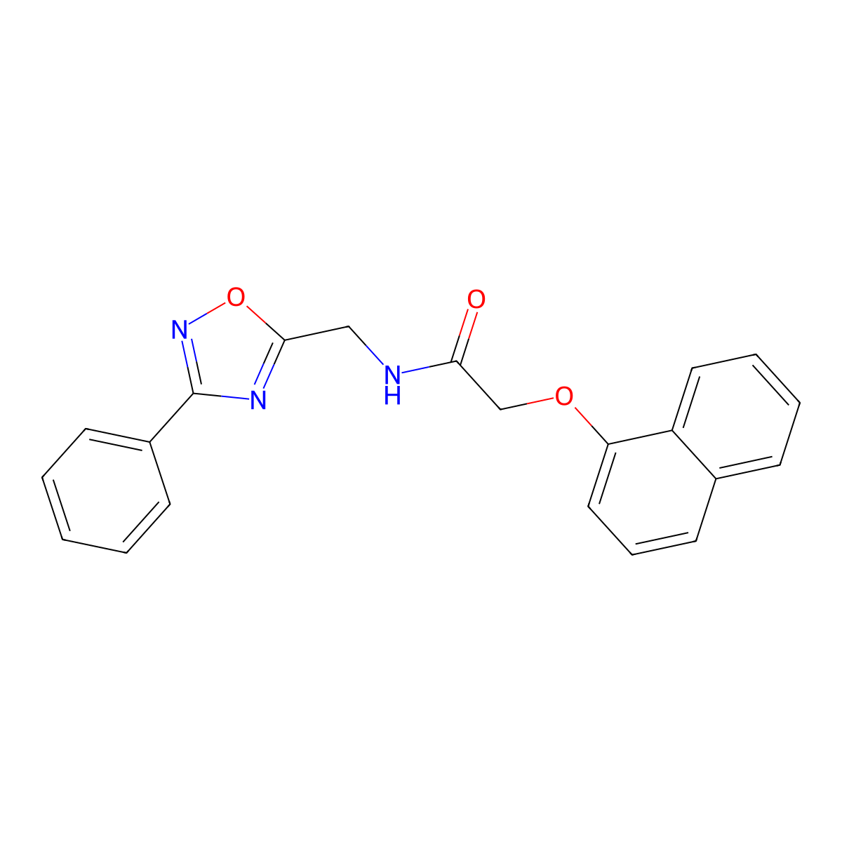 2-naphthalen-1-yloxy-N-[(3-phenyl-1,2,4-oxadiazol-5-yl)methyl]acetamide molecular structure, CAS 727363-96-4