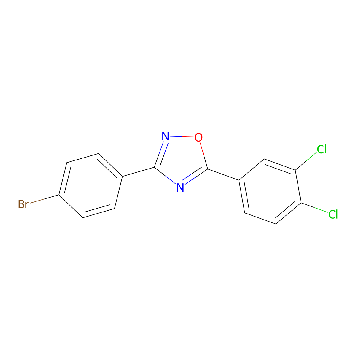 3-(4-Bromophenyl)-5-(3,4-dichlorophenyl)-1,2,4-oxadiazole molecular structure, CAS 727364-20-7