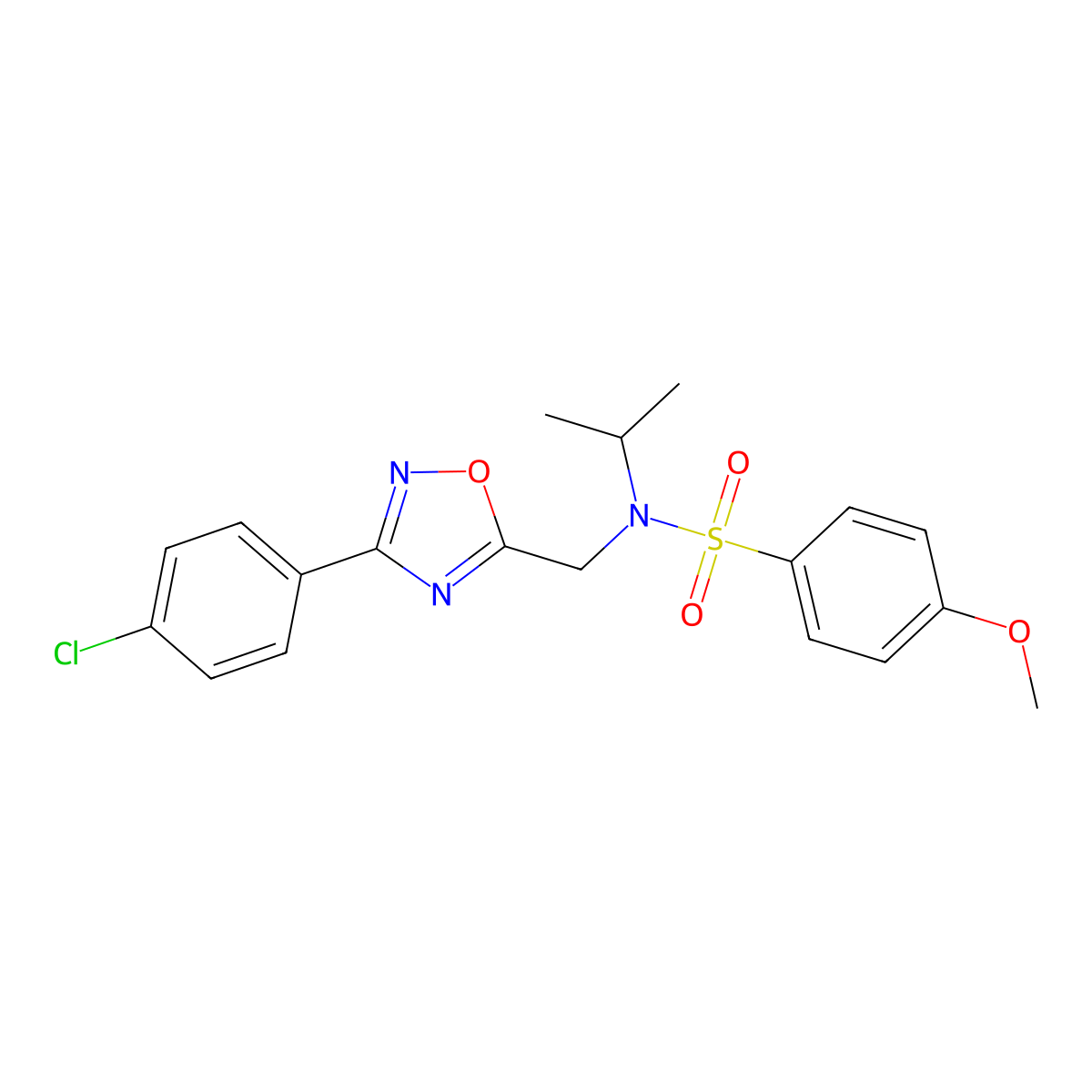 N-{[3-(4-chlorophenyl)-1,2,4-oxadiazol-5-yl]methyl}-N-isopropyl-4-methoxybenzenesulfonamide molecular structure, CAS 727364-29-6