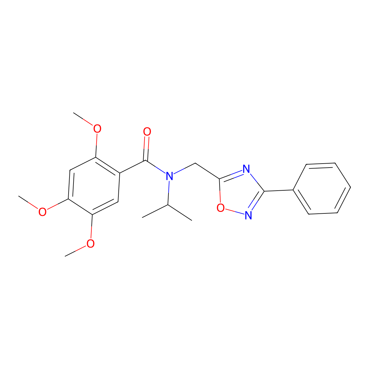 2,4,5-trimethoxy-N-[(3-phenyl-1,2,4-oxadiazol-5-yl)methyl]-N-propan-2-ylbenzamide molecular structure, CAS 727364-31-0