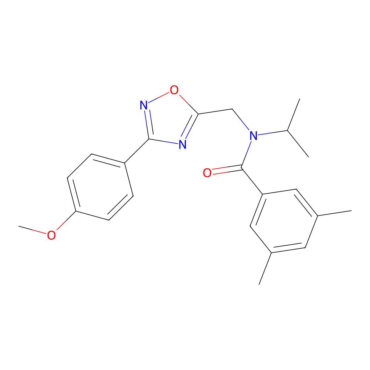 N-{[3-(4-methoxyphenyl)-1,2,4-oxadiazol-5-yl]methyl}-3,5-dimethyl-N-(propan-2-yl)benzamide molecular structure, CAS 727364-69-4