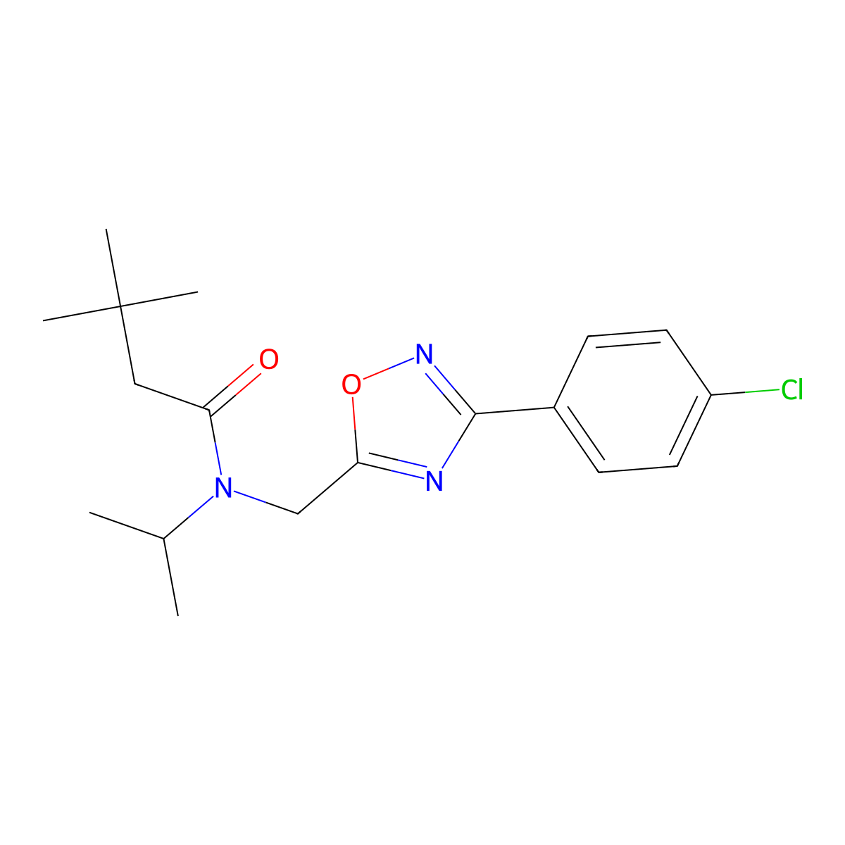N-[[3-(4-chlorophenyl)-1,2,4-oxadiazol-5-yl]methyl]-3,3-dimethyl-N-propan-2-ylbutanamide molecular structure, CAS 727365-34-6