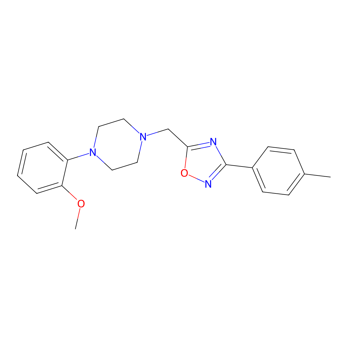 1-(2-Methoxyphenyl)-4-{[3-(4-methylphenyl)-1,2,4-oxadiazol-5-yl]methyl}piperazine molecular structure, CAS 727366-25-8