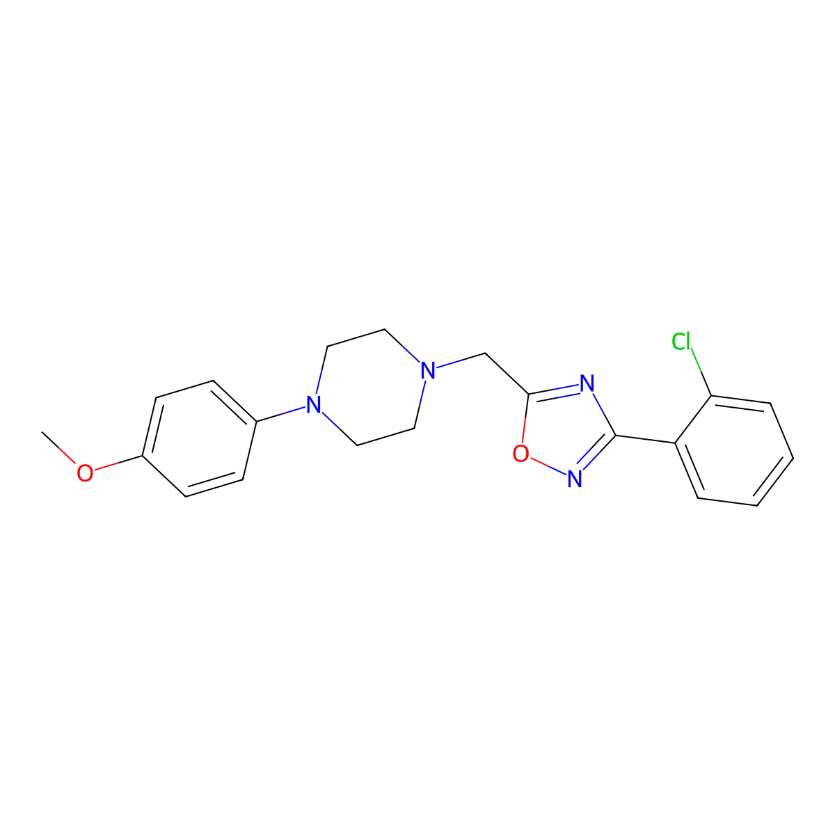 3-(2-Chlorophenyl)-5-[[4-(4-methoxyphenyl)piperazin-1-yl]methyl]-1,2,4-oxadiazole molecular structure, CAS 727366-30-5